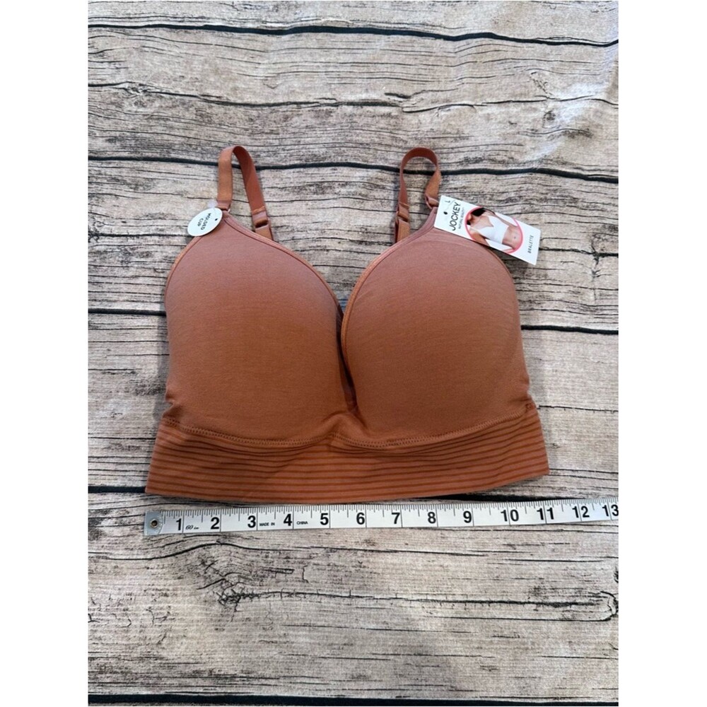 NWT Jockey Seamless Bralette with Molded Cups warm brown, T-Shirt Bra Size LG